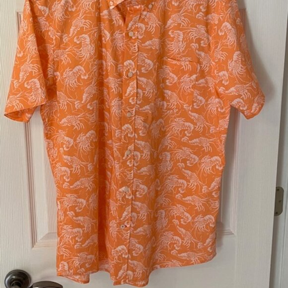IZOD | Hawaiian Stretch Poplin Lobster Print Men's Shirt Size L/G - Picture 2 of 12